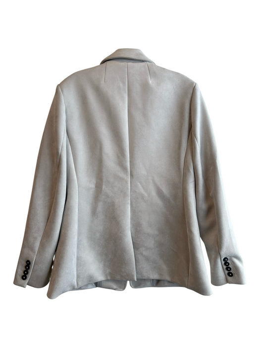 Elie. Elie Tahari Size L Grey Polyester Faux Leather Suede Button Front Jacket Grey / L