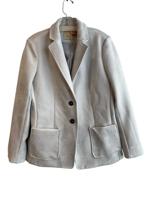 Elie. Elie Tahari Size L Grey Polyester Faux Leather Suede Button Front Jacket Grey / L