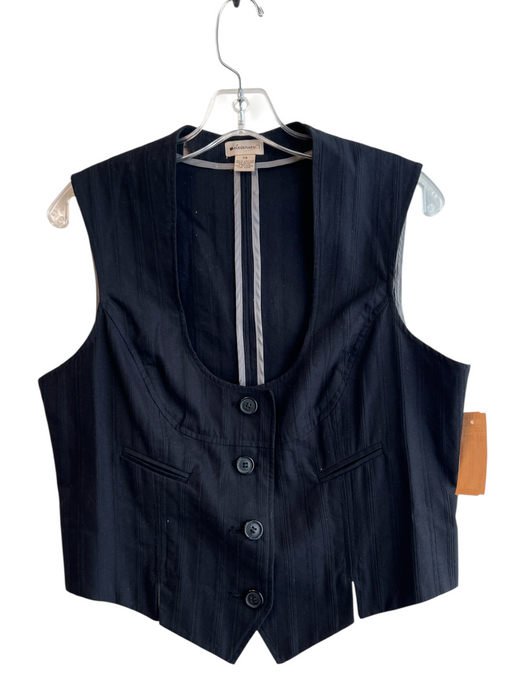 Elevenses Size 14 Black 100% Cotton Stich detail Button Down Sleeveless Vest Black / 14