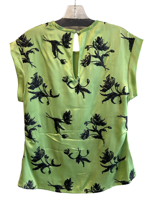 Rachel Comey Size 8 Green Silk Round Neck Sequin Accent Zip Side Top Green / 8