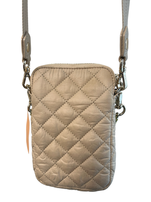 MZ Wallace Beige Quilted Crossbody Yellow Accent Outer Pockets Zipper Bag Beige / S