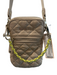 MZ Wallace Beige Quilted Crossbody Yellow Accent Outer Pockets Zipper Bag Beige / S