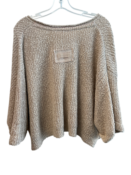 No Brand Size M Beige Polyester & Acrylic Knit V Neck Short Sleeve Sweater Beige / M