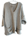 No Brand Size One Size Beige Acrylic Blend Oversize V Neck Short Sleeve Sweater Beige / One Size