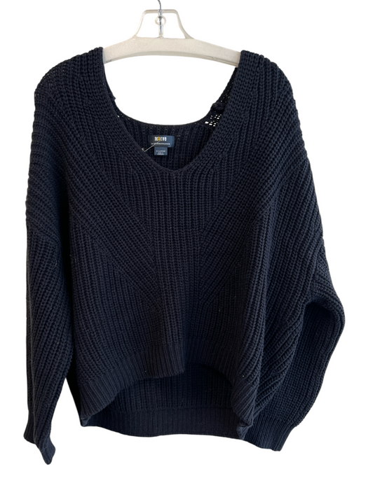 Maeve Size XL Black Cotton Blend Knit V Neck Long Sleeve Sweater Black / XL
