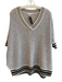 Minnie Rose Size M/L Gray Cashmere Loose Knit V Neck 1/2 sleeve Sweater Gray / M/L