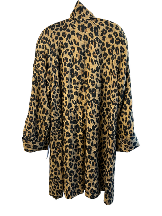 Dennis Basso Silk & Cotton Trench Leopard Print Wide Sleeves Jacket (Outdoor) M