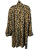 Dennis Basso Silk & Cotton Trench Leopard Print Wide Sleeves Jacket (Outdoor) M