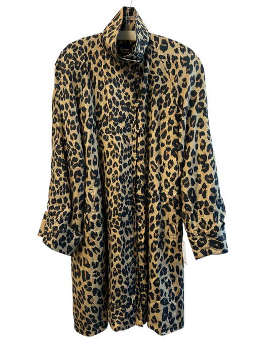 Dennis Basso Silk & Cotton Trench Leopard Print Wide Sleeves Jacket (Outdoor) M