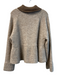 CeCe Size L Beige Polyester Blend Knit Two Tone Collar Detail Pullover Sweater Beige / L