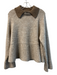CeCe Size L Beige Polyester Blend Knit Two Tone Collar Detail Pullover Sweater Beige / L