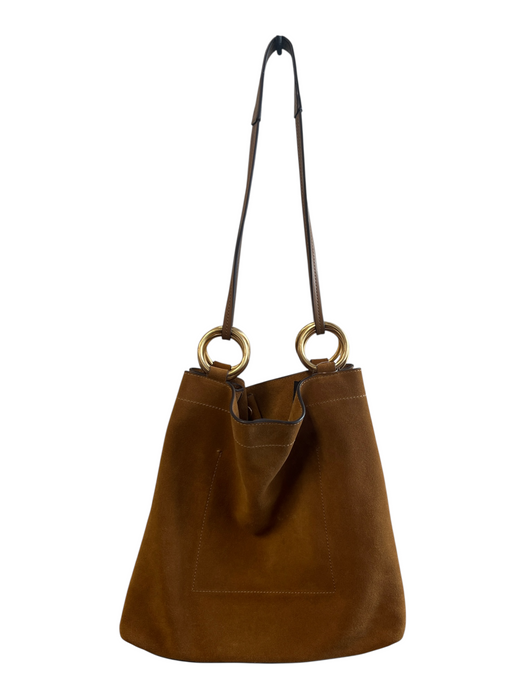 Tory Burch Brown Suede Gold hardware solid color Magnetic Close Shoulder Bag Bag Brown / S