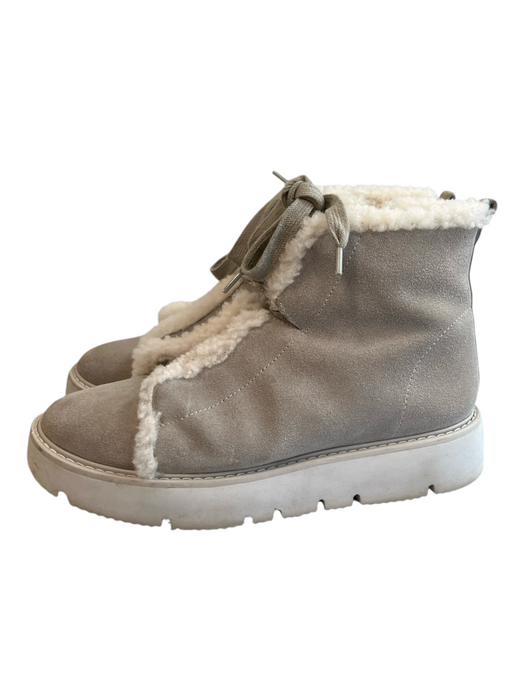 Gentle Souls Shoe Size 8M Grey Manmade Material Suede Sherpa Lined Lace Up Boots Grey / 8M