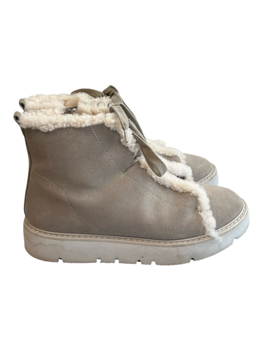 Gentle Souls Shoe Size 8M Grey Manmade Material Suede Sherpa Lined Lace Up Boots Grey / 8M