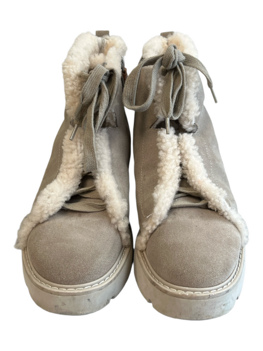 Gentle Souls Shoe Size 8M Grey Manmade Material Suede Sherpa Lined Lace Up Boots Grey / 8M