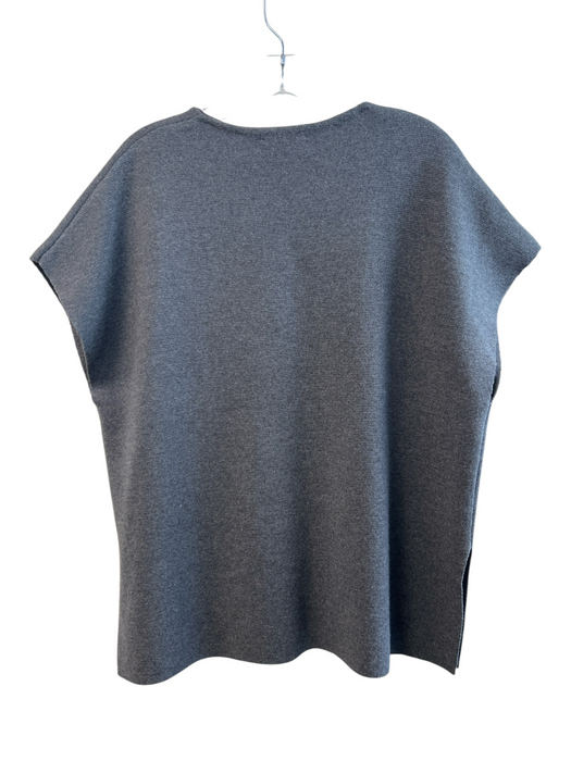 Ann Mashburn Size L Grey Merino Wool Sleeveless V Neck Boxy Top Grey / L