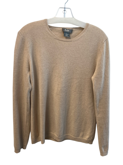 Neiman Marcus Size L Beige Cashmere Crew Neck Long Sleeve Knit Sweater Beige / L