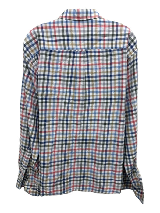 Peter Millar Size XL White & Multi Cotton Blend Grid Button Up Long Sleeve Shirt White & Multi / XL