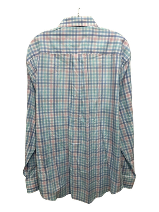 Peter Millar Size XL White & Multi Cotton Plaid Button Up Long Sleeve Shirt White & Multi / XL