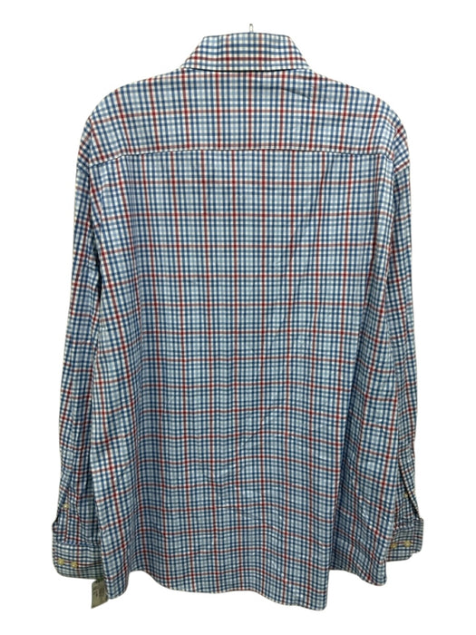 Peter Millar Size XL Blue & Pink Cotton Plaid Button Up Men's Long Sleeve Shirt Blue & Pink / XL
