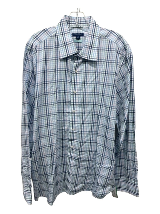 Peter Millar Size XXL Blue Cotton Blend Solid Quarter Zip Long Sleeve Shirt Blue / XXL