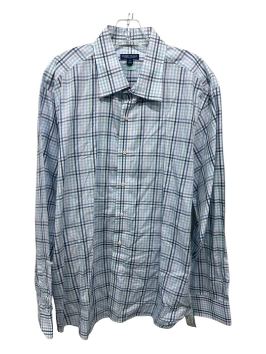 Peter Millar Size XXL Blue Cotton Blend Solid Quarter Zip Long Sleeve Shirt Blue / XXL