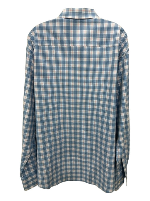 Peter Millar Size XL Blue & Green Cotton Plaid Button Up Men's Long Sleeve Shirt Blue & Green / XL