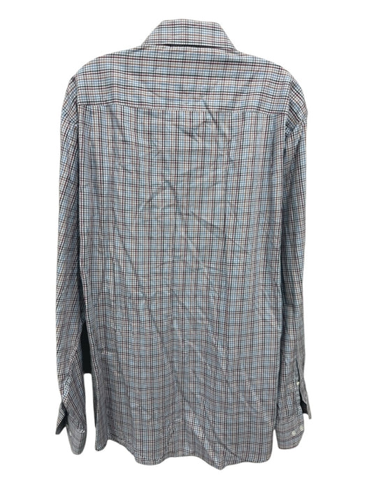 Peter Millar Size XL Orange & Multi Cotton Plaid Button Up Long Sleeve Shirt Orange & Multi / XL