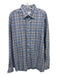 Peter Millar Size XL Blue & Tan Cotton Blend Plaid Button up Long Sleeve Shirt Blue & Tan / XL