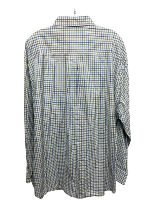 Peter Millar Size XXL Blue & Green Cotton Plaid Button up Long Sleeve Shirt Blue & Green / XXL