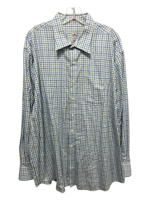 Peter Millar Size XXL Blue & Green Cotton Plaid Button up Long Sleeve Shirt Blue & Green / XXL