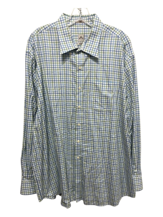 Peter Millar Size XXL Blue & Green Cotton Plaid Button up Long Sleeve Shirt Blue & Green / XXL