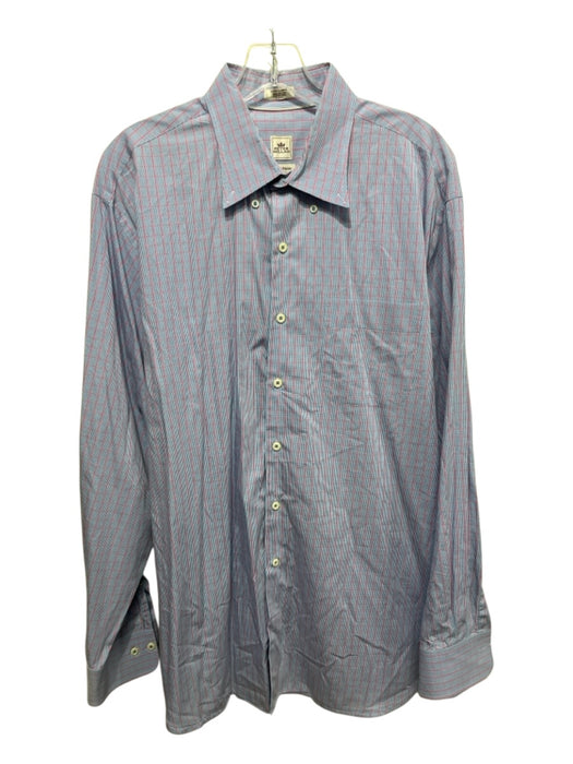 Peter Millar Size XL Blue & Red Cotton Plaid Button up Men's Long Sleeve Shirt Blue & Red / XL