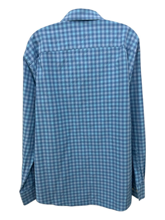 Peter Millar Size XL Light blue Cotton Blend Plaid Button Up Long Sleeve Shirt Light blue / XL