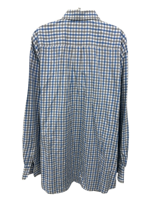 Peter Millar Size XXL Blue & Gray Cotton Plaid Button up Men's Long Sleeve Shirt Blue & Gray / XXL