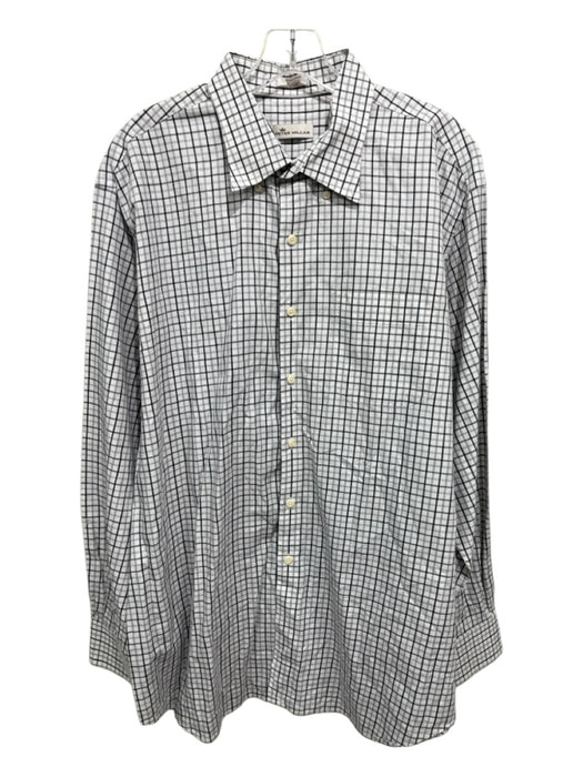 Peter Millar Size XL White & Black Cotton Plaid Button up Long Sleeve Shirt White & Black / XL