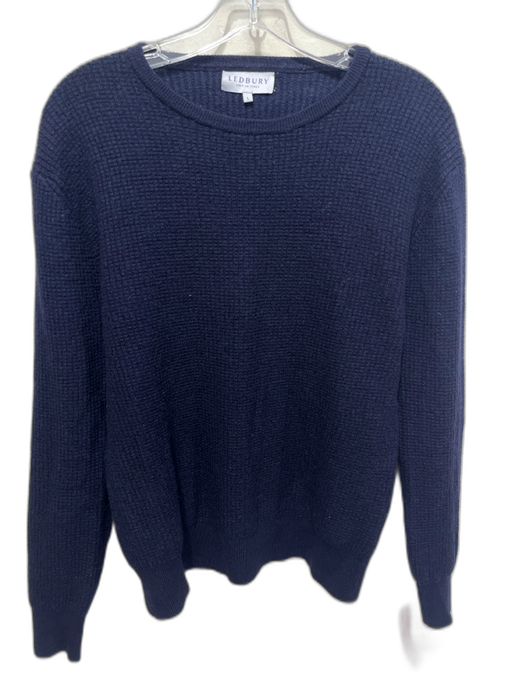 Ledbury Size L Navy Wool Blend Textured Crew Men's Sweater Navy / L