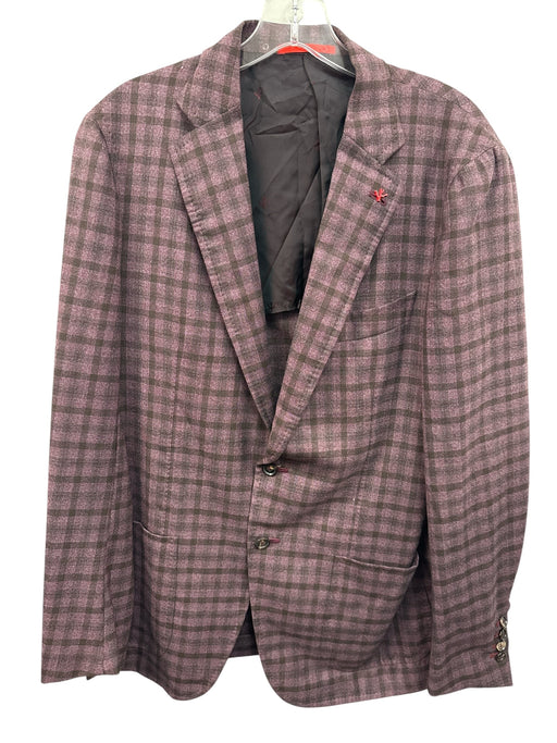 Isaia Red & Brown Wool Plaid 2 Button Men's Blazer Red & Brown / 50