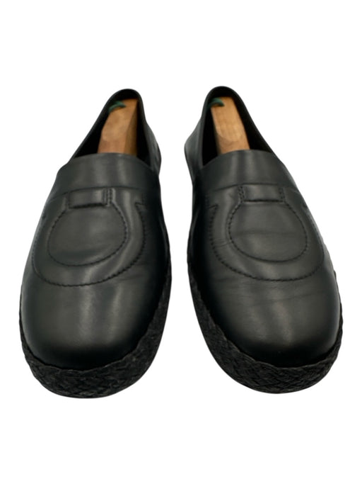 Ferragamo Shoe Size 10M Black Leather Solid Espadrille Men's Shoes Black / 10M