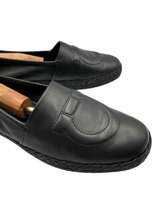 Ferragamo Shoe Size 10M Black Leather Solid Espadrille Men's Shoes Black / 10M