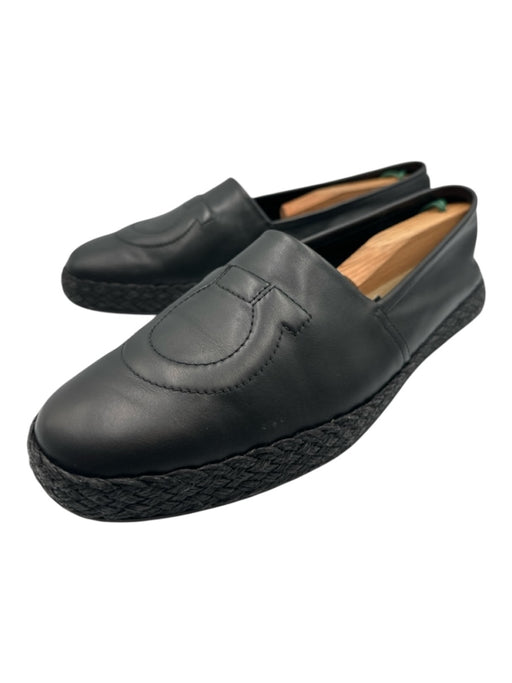 Ferragamo Shoe Size 10M Black Leather Solid Espadrille Men's Shoes Black / 10M