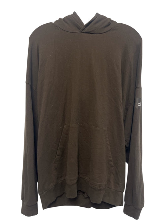 Alo Size M Brown Cotton Blend Solid Hoodie Men's Jacket Brown / M