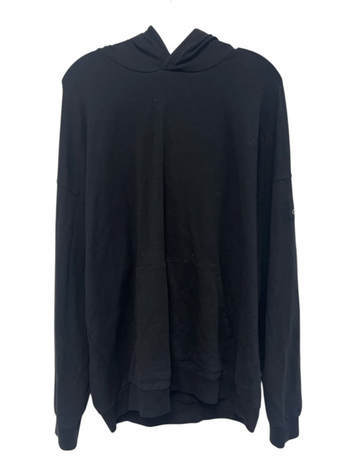 Alo Size Est M Black Cotton Blend Solid Athletic Hoodie Men's Jacket Black / Est M