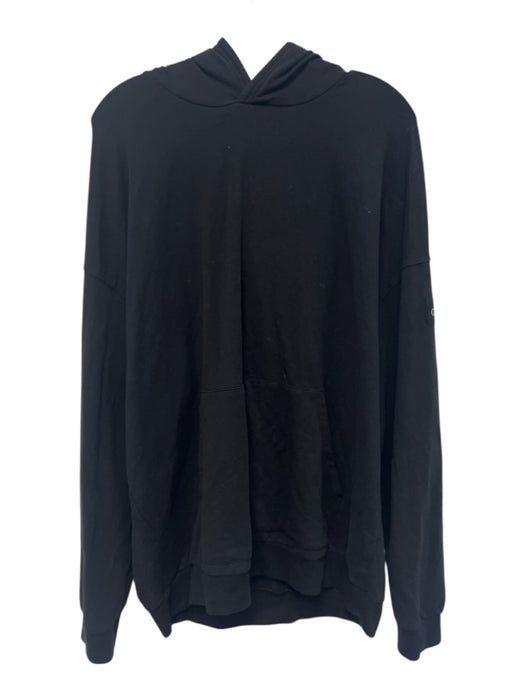 Alo Size Est M Black Cotton Blend Solid Athletic Hoodie Men's Jacket Black / Est M