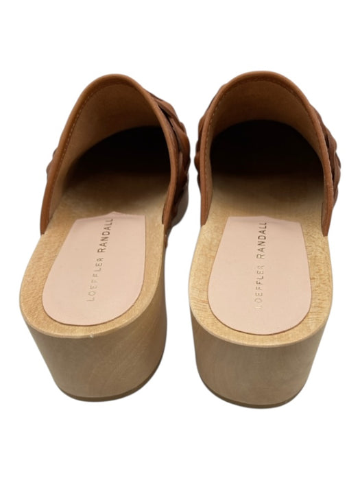 Loeffler Randall Shoe Size 5.5 Brown & Tan Leather & Wood Clog Braided Mules Brown & Tan / 5.5