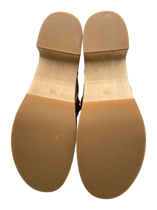 Loeffler Randall Shoe Size 5.5 Brown & Tan Leather & Wood Clog Braided Mules Brown & Tan / 5.5
