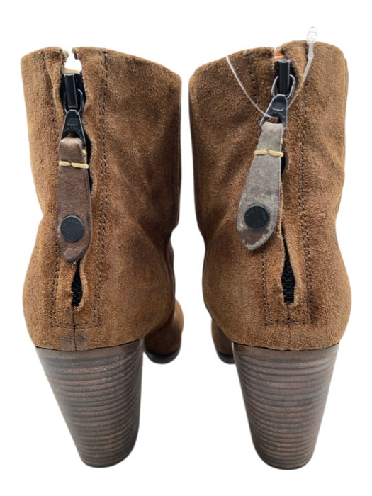 Rag & Bone Shoe Size 36 Brown Suede Stacked Heel Back Zip Almond Toe Booties Brown / 36