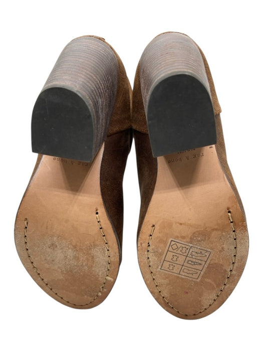 Rag & Bone Shoe Size 36 Brown Suede Stacked Heel Back Zip Almond Toe Booties Brown / 36