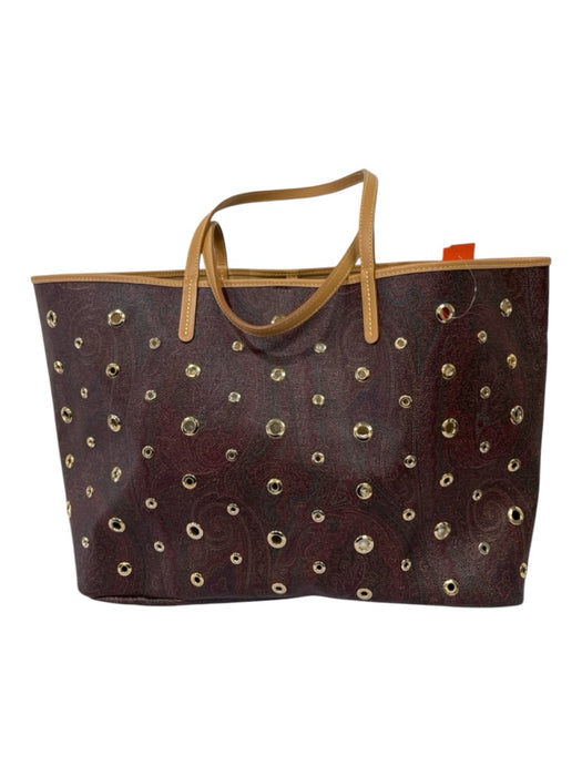 Etro Brown & Multi Leather Shoulder eyelet All Over Print Bag Brown & Multi