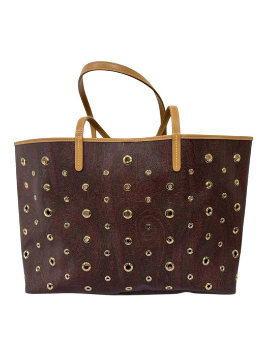 Etro Brown & Multi Leather Shoulder eyelet All Over Print Bag Brown & Multi